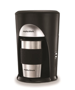 Morphy Richards Coffee On The Go Filter Coffee Machine 162740 Black And Brushed Stainless Steel Coffee Maker, Black Brushed Steel