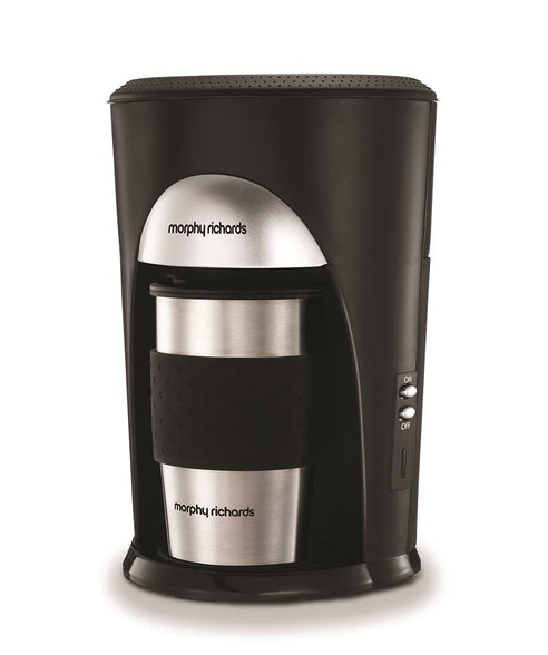 Morphy Richards Coffee On The Go Filter Coffee Machine 162740 Black And Brushed Stainless Steel Coffee Maker, Black Brushed Steel"Min 1 year manufacturer warranty"