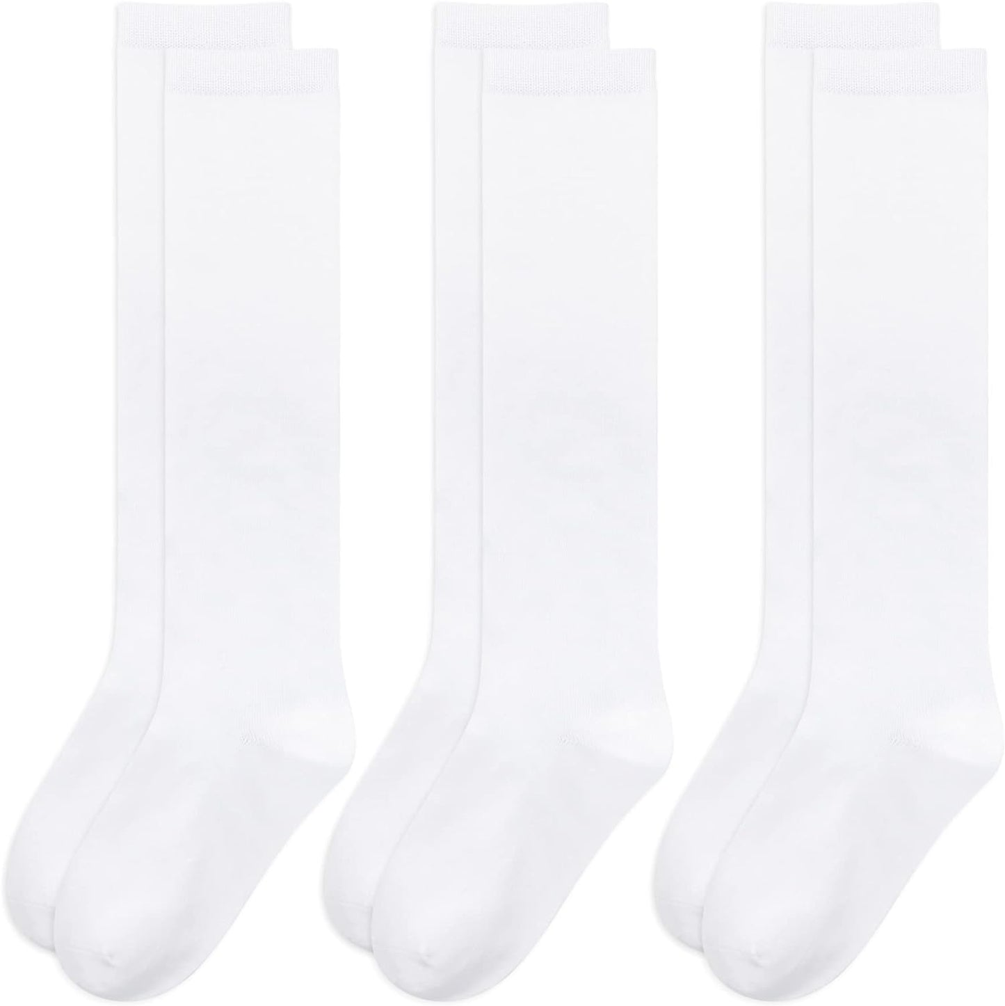 Olreco Knee High Socks for Girls Uniform Socks for Girls Boys Cotton Long Socks for Girls School Socks Seamless Scoks 3 Pairs