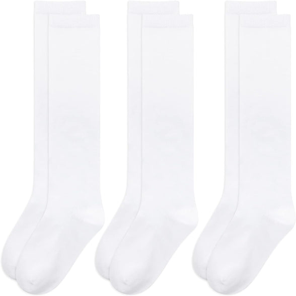 Olreco Knee High Socks for Girls Uniform Socks for Girls Boys Cotton Long Socks for Girls School Socks Seamless Scoks 3 Pairs