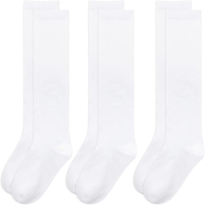 Olreco Knee High Socks for Girls Uniform Socks for Girls Boys Cotton Long Socks for Girls School Socks Seamless Scoks 3 Pairs