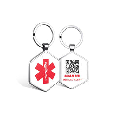 KEKHEALTH Medical Alert Tag, Medical Alert Pendant Keychain Personalized QR Code Medical ID Alert Tag with Red Medical Symbol, Links to Online with Profile/Emergency Contact