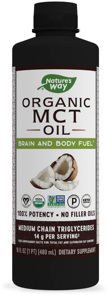 Nature's Way 100% Potency Pure Source MCT Oil from Coconut- Certified Paleo, Certified Vegan- Non-GMO Project Verified, Vegetarian, Gluten-Free, 16 Fluid Ounce (Packaging May Vary)