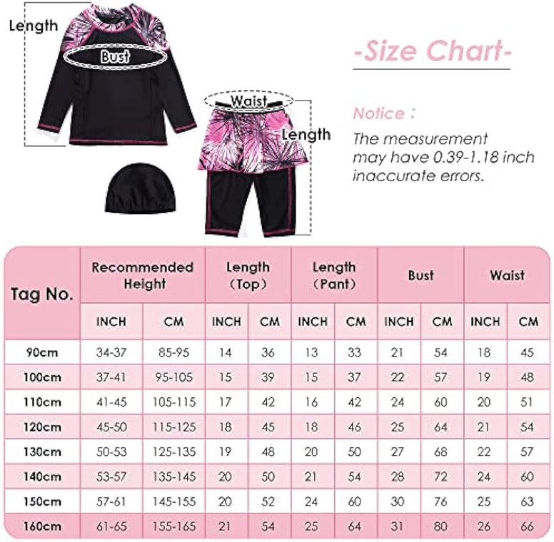 Maeau Muslim Swimsuit for Kids Girls Full Cover Islamic Bathing Suit Hijab Burkini Swimwear