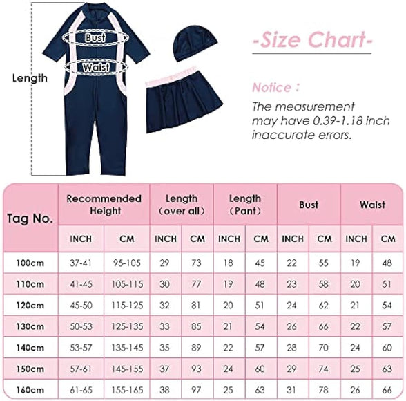 Maeau Muslim Swimsuit for Kids Girls Full Cover Islamic Bathing Suit Hijab Burkini Swimwear