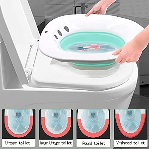 ORiTi Folding Toilet Sitz Bath Pregnant Women Special Wash Basin Bath Tub Soaking for Pregnant Women Hemorrhoid Patient Care Basin Bathtub (Green)