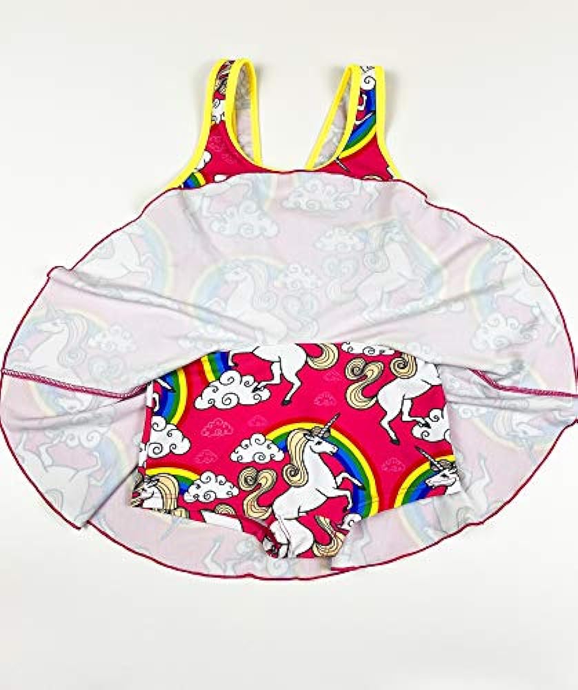 KuKiee Girls One Piece Rainbow Unicorn Swimsuit Stars Print Swimwear Bathing Suit