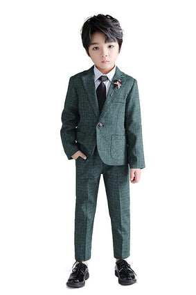 Kids Boys Plaid Suit Fashion Blazer Pants Set 2 Piece Formal Wear Outfit for Wedding (12-13 Years)