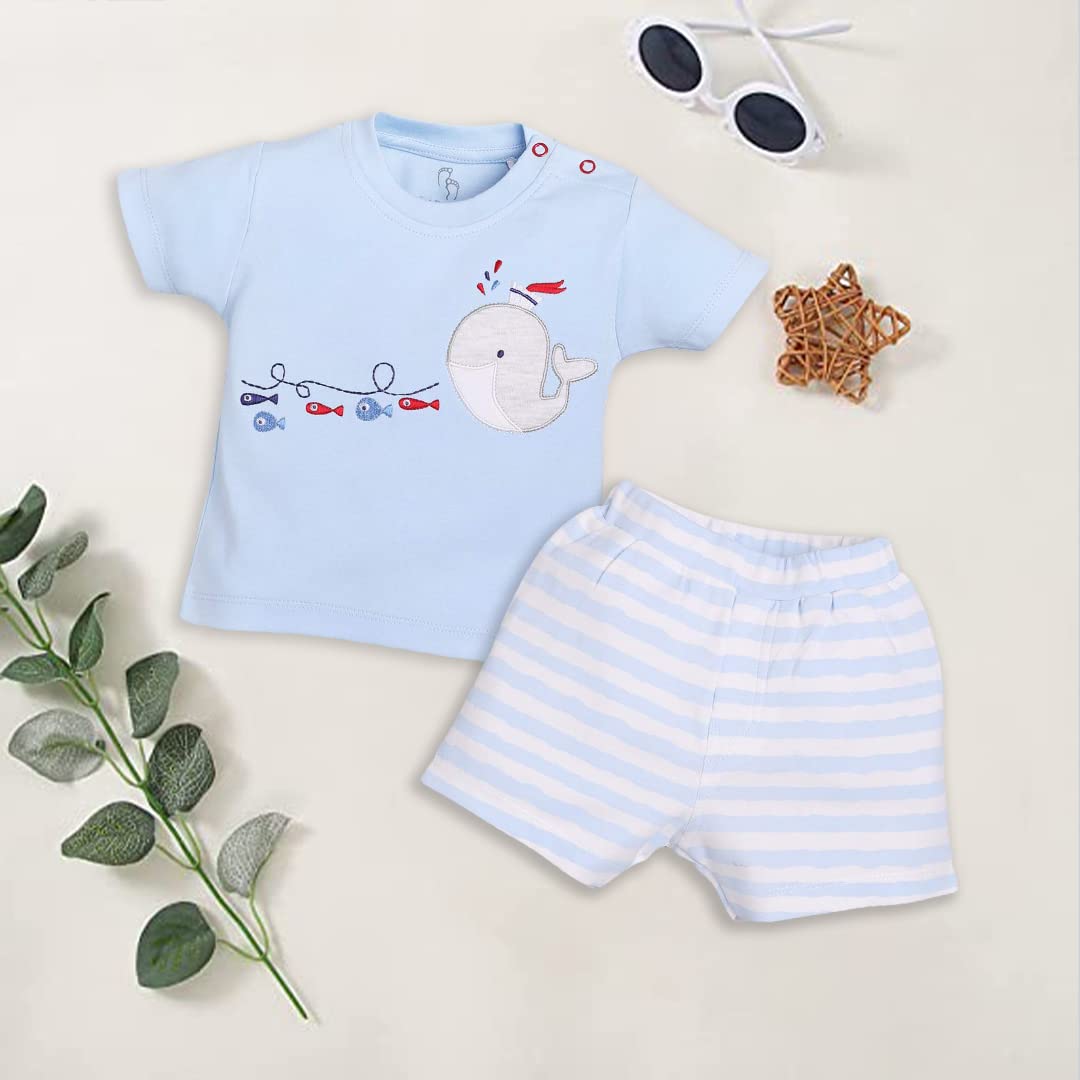 Baby Go 100% Pure Cotton Kids T-Shirt & Shorts for Baby Boys (3 Months)