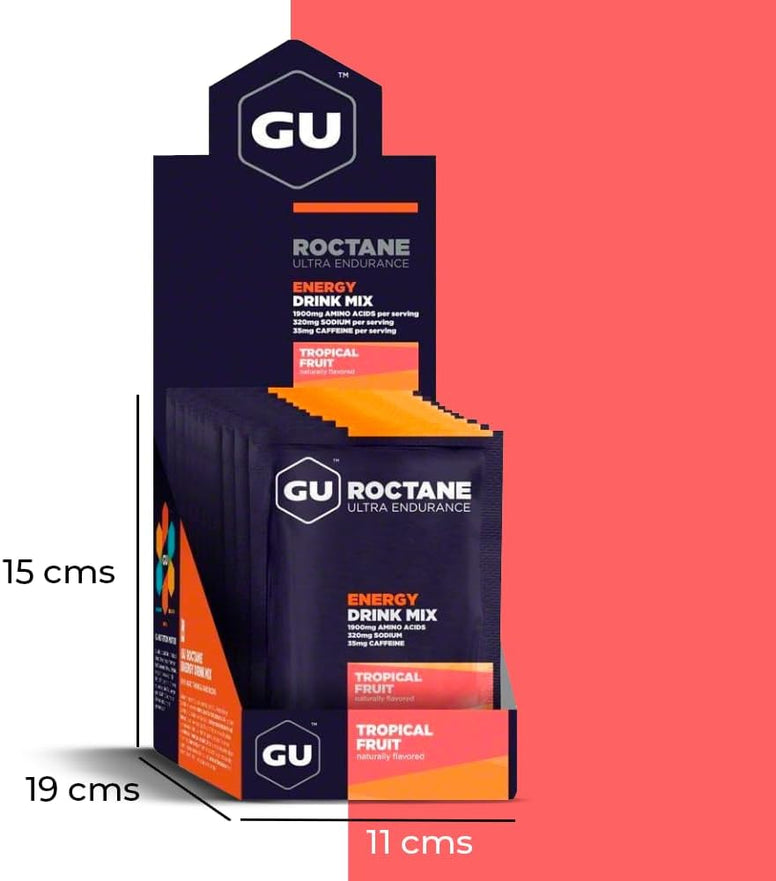 GU Energy Roctane Ultra Endurance Energy Drink Mix, 10 Single-Serving Packets, Tropical Fruit (123130)