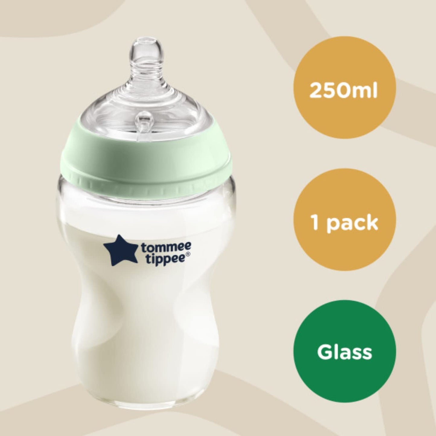 Tommee Tippee Tt42243877 Closer To Nature Glass Bottle, 250 ml Clear