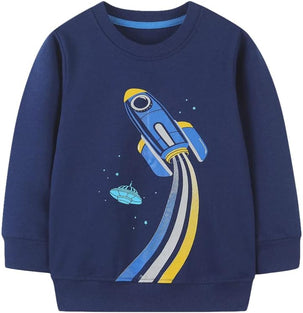 Toddler Boy's Cotton Crewneck Sweatshirt Long Sleeve Casual Pullover Shirts