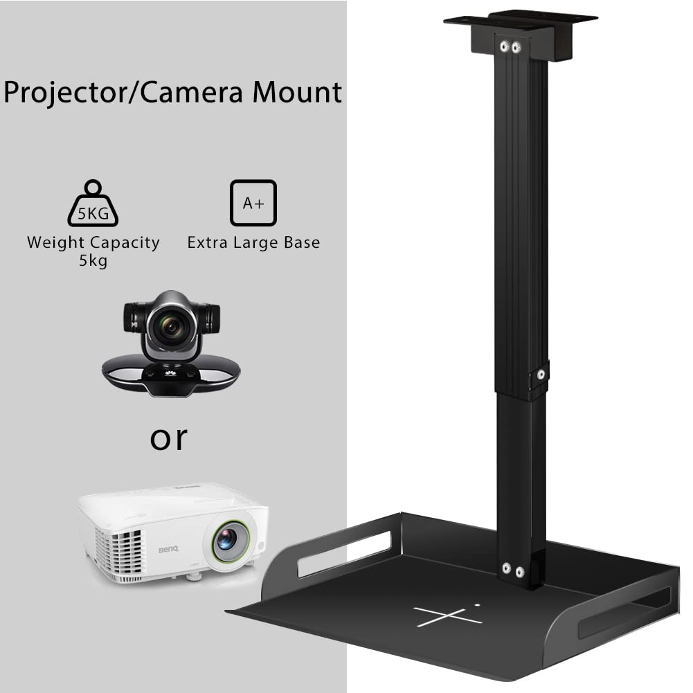 Universal Projector Ceiling Mount with Tray for Projector/Camera, Superior&Sturdy Carbon Steel-33lbs Load Capacity - Universal Bracket - Height Adjustable 11.4-22inches, in-Tube Cable Routing