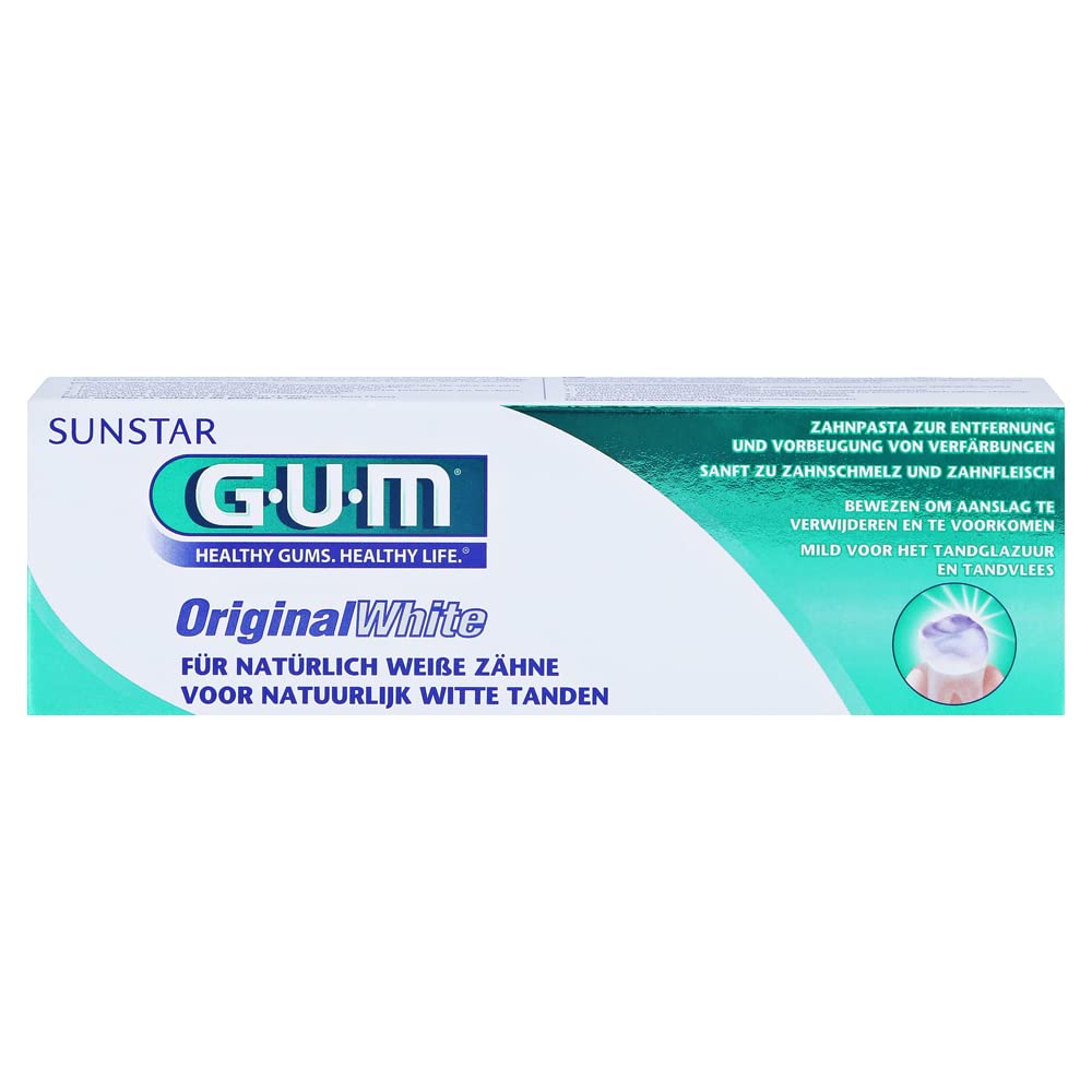 Gum Original White Toothpaste - Sensitivity Relief-Plaque Removal-Anti-Bacterial-Eliminates Bad Breath-Restores natural whiteness of teeth-Gentle on Gums-Prevents new stain formation-75ml