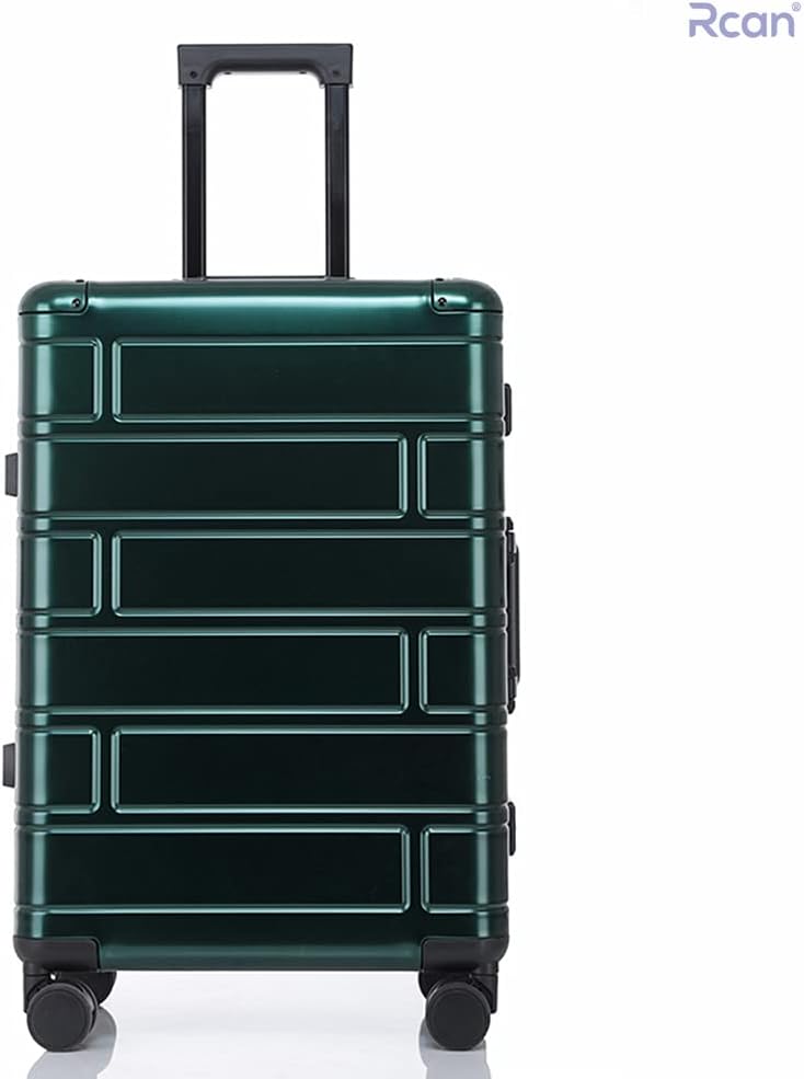 Rcan 20-inch Aluminum Magnesium Alloy Rolling Luggage for Women Man, Cabin Carry On Luggage Bag with TSA Lock and Spinner Wheels, Lightweight Hardside Suitcase for Business Weekend Travel (Green)