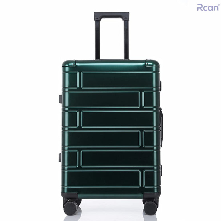 Rcan 20-inch Aluminum Magnesium Alloy Rolling Luggage for Women Man, Cabin Carry On Luggage Bag with TSA Lock and Spinner Wheels, Lightweight Hardside Suitcase for Business Weekend Travel (Green)