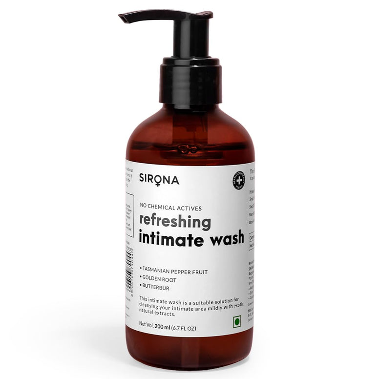 Sirona Natural Refreshing Intimate Wash - 6.7 Fl Oz | No Chemical, No Irritation, pH Balanced Femine Wash, Helps to Reduce Odor and Itching (200 ml)