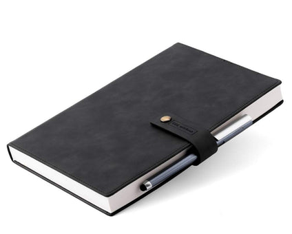 Gotain Refillable Writing Journal Faux Leather Hardcover Notebook B5 College Ruled 408 Lined Pages Lay-Flat Personal Diary With Pen & Buckle (Black)