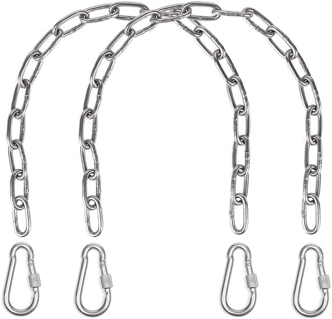 Jaffiust 2 Hanging Chair Chains with Carabiner, Heavy Duty Hanging Kit Hammock Chair Hardware for Indoor Outdoor Playground Hanging Chair Hammock Chair Punching Bag, 100 lb Load