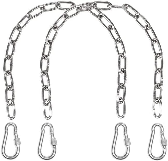 Jaffiust 2 Hanging Chair Chains with Carabiner, Heavy Duty Hanging Kit Hammock Chair Hardware for Indoor Outdoor Playground Hanging Chair Hammock Chair Punching Bag, 100 lb Load