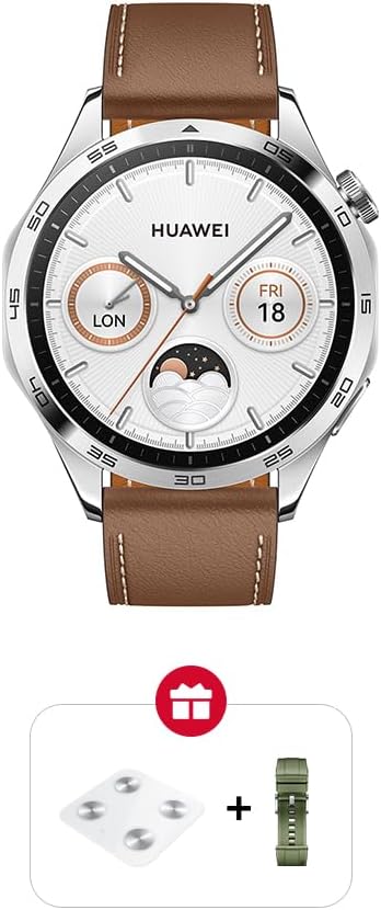 HUAWEI Watch GT4 46mm Smartwatch, HUAWEI Scale3 + Strap, Upto 2-Weeks Battery Life, Pulse Wave Arrhythmia Analysis, 24/7 Health Monitoring, Compatible with Andriod & iOS, Brown