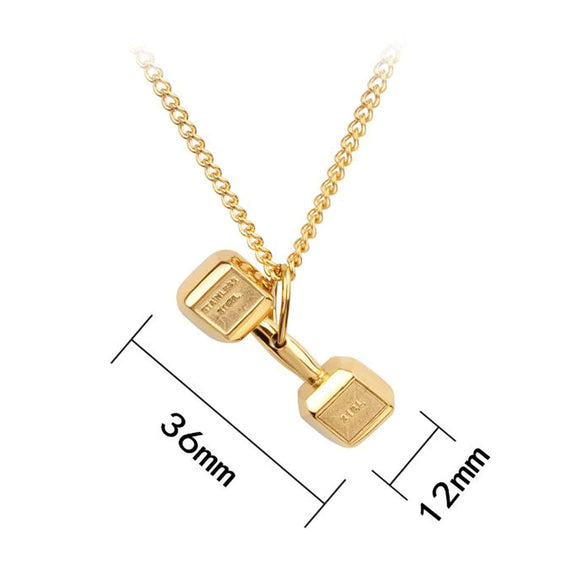 WATSKY trendy necklaces 1Pc Pendant Necklaces，Necklace For Men's Dumbbell Stainless Steel Barbell Pendant Gold Fashion Fitness Chain Necklace Gifts For Men's Accessories (Color : Silver)