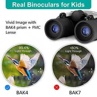 Binoculars for Kids, 8 x 21 Real Optics Mini Compact Kids Binoculars with Neck Strap - Waterproof Children's Binoculars for Spy Camping, Bird Watching - Telescope Toys for 3-12 Years Boys Girls