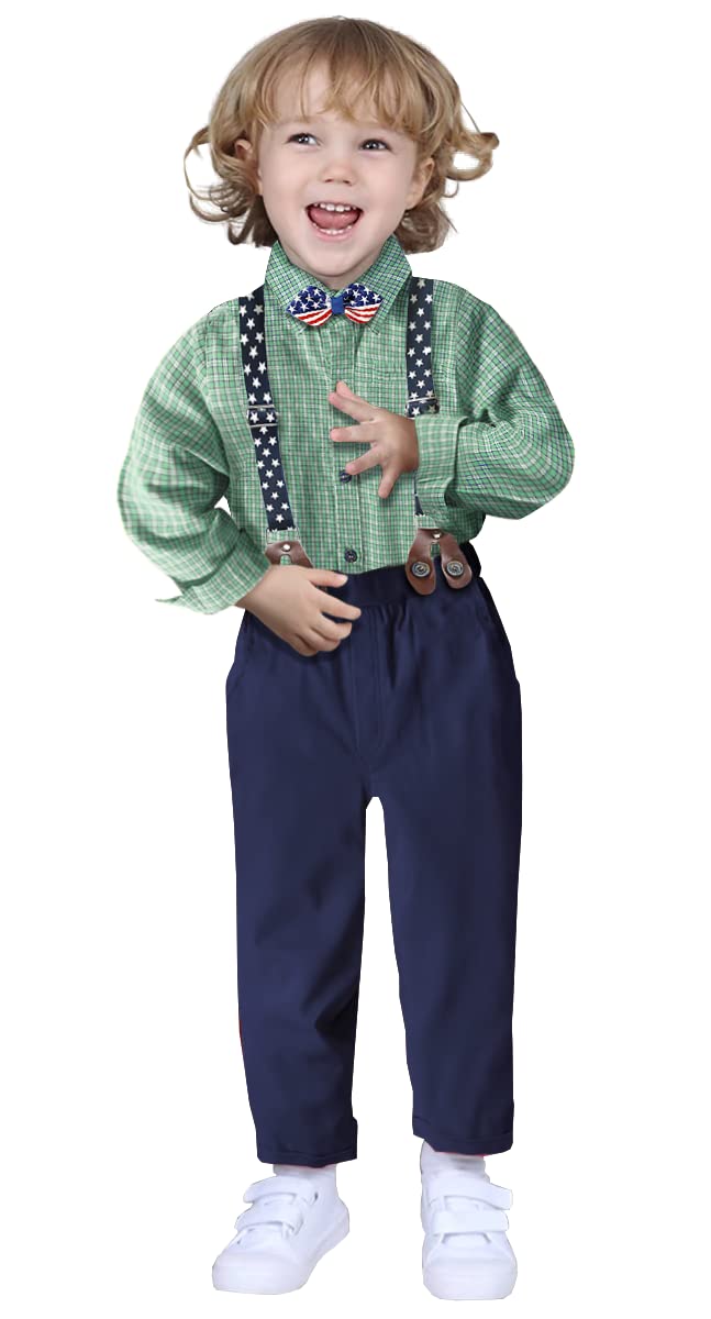 Nwada Boys Clothes Sets Toddler Dress Suit Infant Outfit Gentlemans Clothes Sets Shirt + Pants + Bow Tie 12 Month - 6 Years