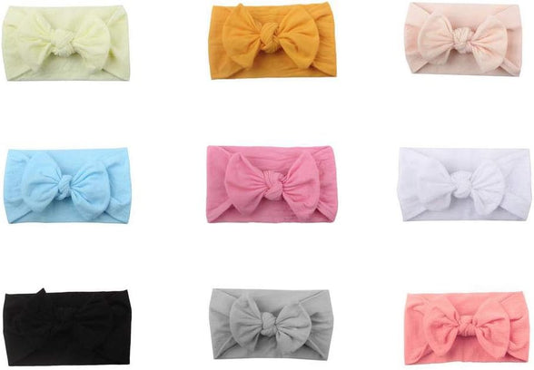 QUUPY 6 Pcs Baby Girls Bowknot Headbands Elastic Soft Hairbands Headband Head Wraps Stretch Hair Band Hair Styling Accessories For Newborn Infant Toddler Baby Girls (Color Random)