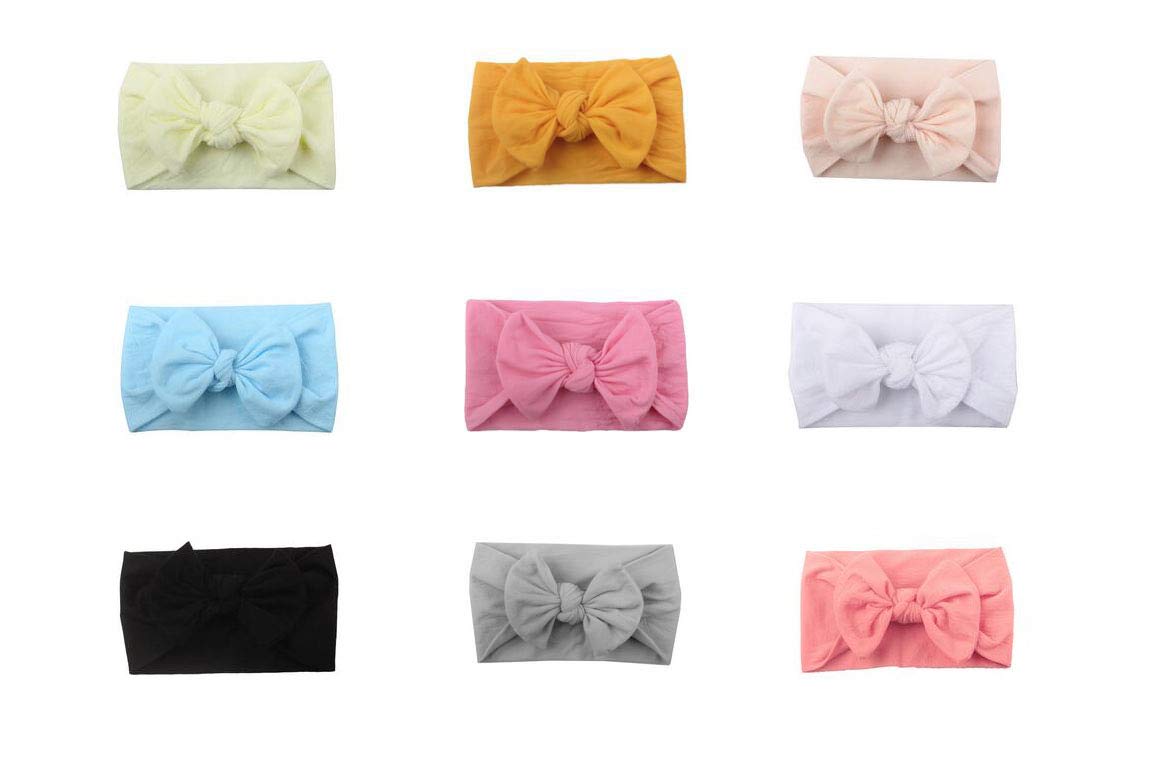 QUUPY 6 Pcs Baby Girls Bowknot Headbands Elastic Soft Hairbands Headband Head Wraps Stretch Hair Band Hair Styling Accessories For Newborn Infant Toddler Baby Girls (Color Random)