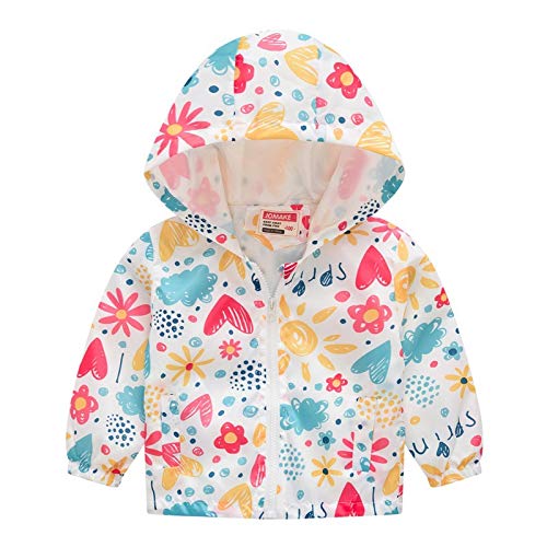 TUIJI Toddler Boys Girls Cartoon Print Zip Jacket Hooded Trench Lightweight Kids Coats Windbreaker Outdoor Cute Dust Coats, for 12-18 Months