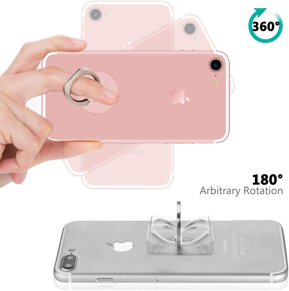 AIFUDA 6pcs Transparent Cell Phone Ring Holder, 360 Degree Rotation Finger Ring Grip Kickstand Compatible for Various Mobile Phones Smartphones, 3 Square & 3 Round Shape