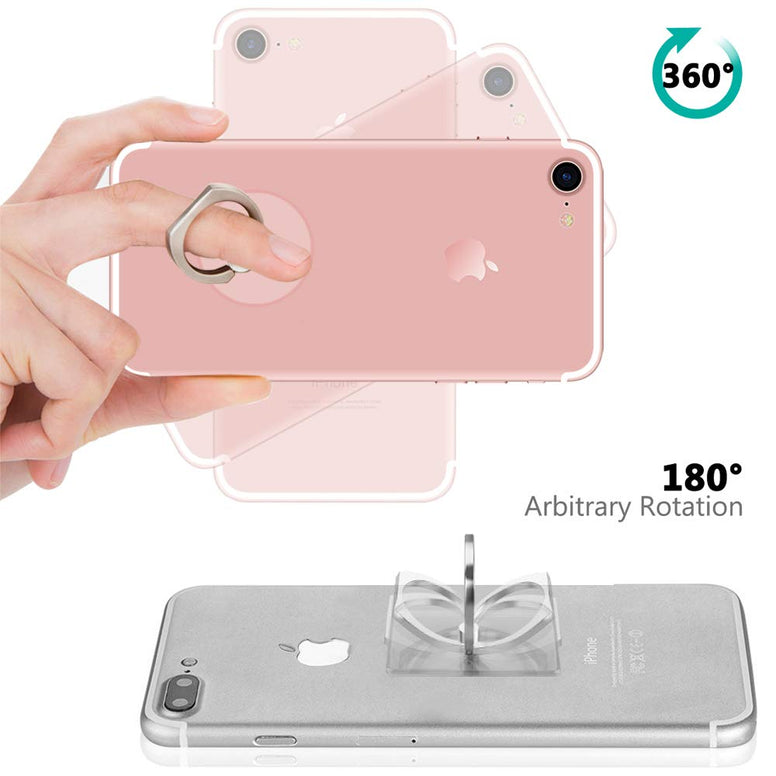 AIFUDA 6pcs Transparent Cell Phone Ring Holder, 360 Degree Rotation Finger Ring Grip Kickstand Compatible for Various Mobile Phones Smartphones, 3 Square & 3 Round Shape