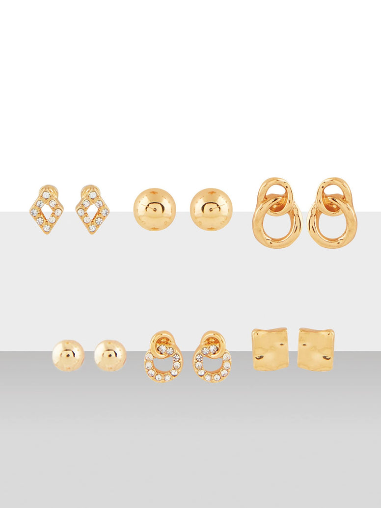 ZAVERI PEARLS Gold Tone Set Of 25 Contemporary Studs, Drop & Semi-Hoop Earrings-ZPFK10652