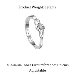 Yellow Chimes Platinum Plated Elegant Classic Crystal Adjustable Ring for Women