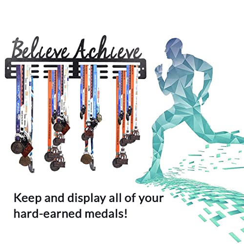 SEHAZ ARTWORKS Medal Hanger Display | Medal Holder Display | Race Medal Display Case | Running Medal Hanger Display | Marathon Medal Display | Medal Rack | Display Upto 40 Medals (Black)