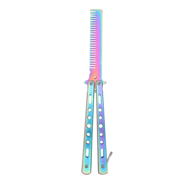 Minkissy Hair Comb Foldable Comb Butterfly Style Rainbow Comb for Beginner Training (Colorful)