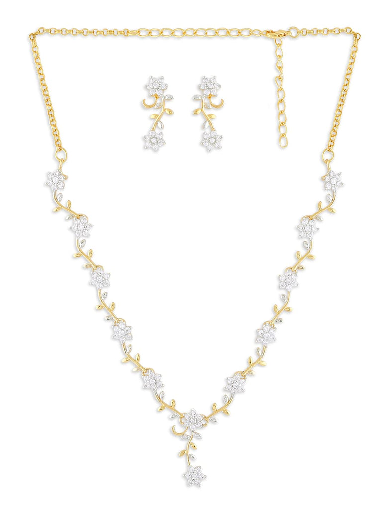 ZAVERI PEARLS Necklace Set For Women (Golden)(Zpfk5425)