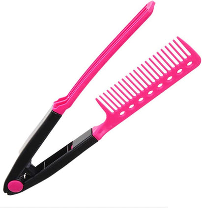 COOLBABY Comb Straightening Hair Hair Styling Comb For Great Tresses Flat Iron Comb With A Firm Grip Straightening Comb For Knotty Hair Folding DIY V-Shape Hair Styling Comb Pink NY0202-SRK