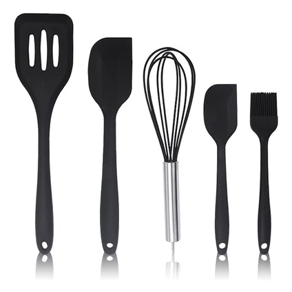 Silicone Utensil set-5 Piece Wolii Silicone Cooking Utensils-Nonstick Kitchen Utensils with Spatula,Kitchen Gadgets Cookware Sets-Great Kitchen Tool Sets for Baking Dessert and Mixing