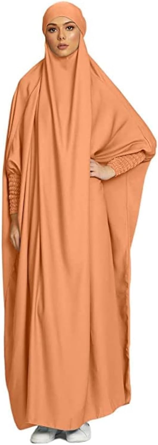 BOJON Women's Muslim One Piece Prayer Dress for Women Abaya Dress Islamic Middle East Dubai Turkey Maxi Abaya Kaftan with Hijab Dress Full Length