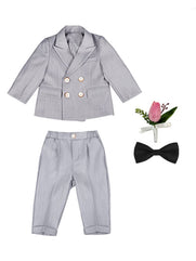 LOLANTA Boys Suits 3PCs Wedding Ring Bearer Outfits Kids Tuxedos Blazer Suit Pant Bow tie Set (5-6 Years)