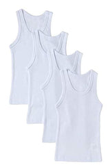 EveryOne Boys Cotton 100% white Tank Top Undershirt vest for school uniform, Pack of 4 Pcs (13-14 Year)