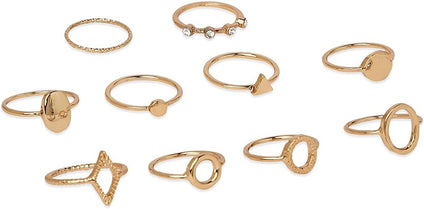 Zaveri Pearls Gold Tone Set Of 10 Stunning Stackable Finger Rings-ZPFK10876