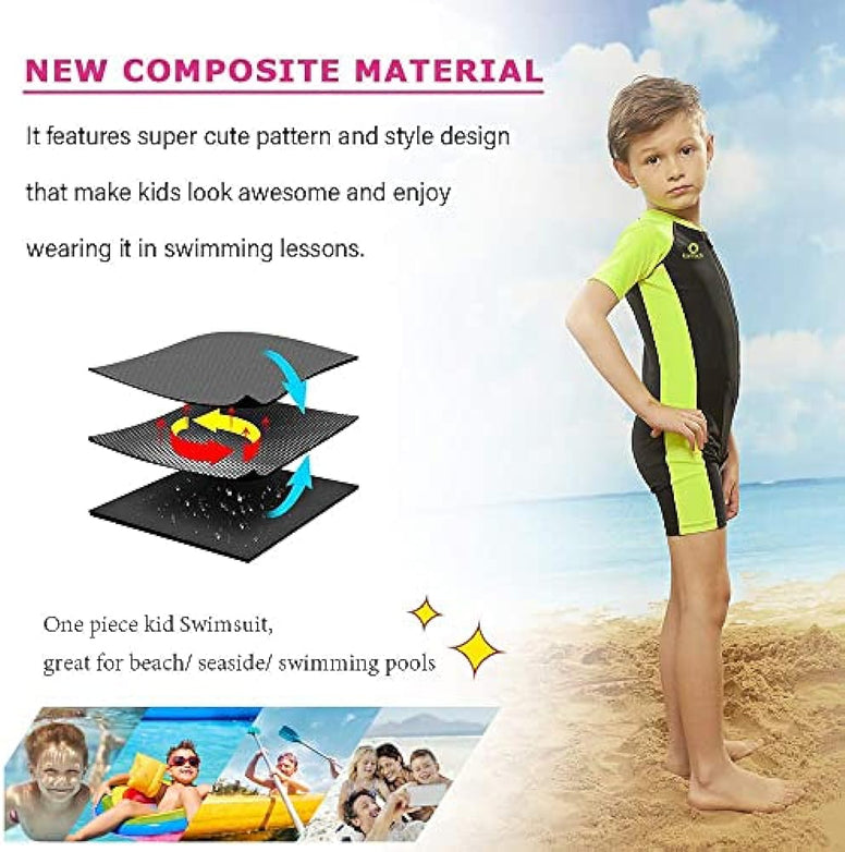 Karrack Girls and Boys One Piece Rash Guard Swimsuit Kid Water Sport Short Swimsuit UPF 50+ Sun Protection Bathing Suits