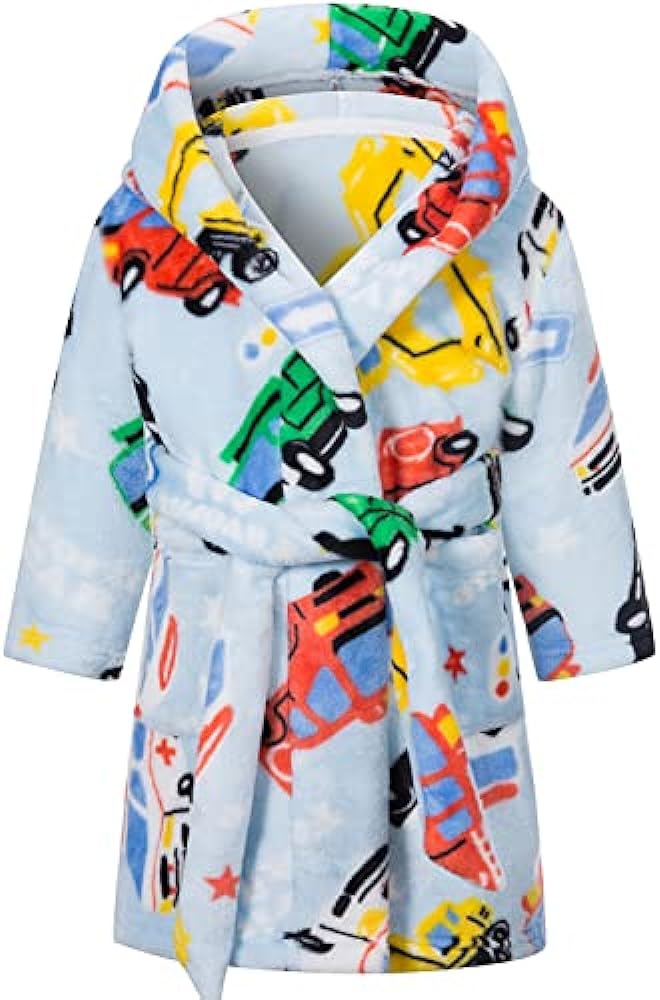 Kids Hooded Bathrobe Girls Soft Plush Hooded Flannel Pajamas Sleepwear Boys Spa Robe