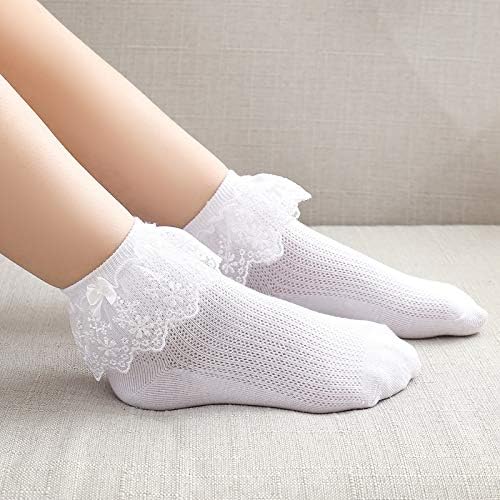 Xiyadun 4 Pack Toddler/Kids Girls Cotton Lace Socks Princess Dressy Socks(2-10T)