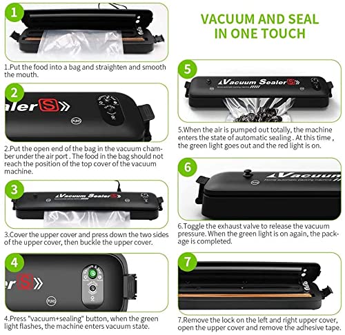 TIMICARE Vacuum Sealer Machine, Professional Automatic Vacuum Sealing System for Food Preservation Dry & Moist Food Modes Vacuum Packaging Machine
