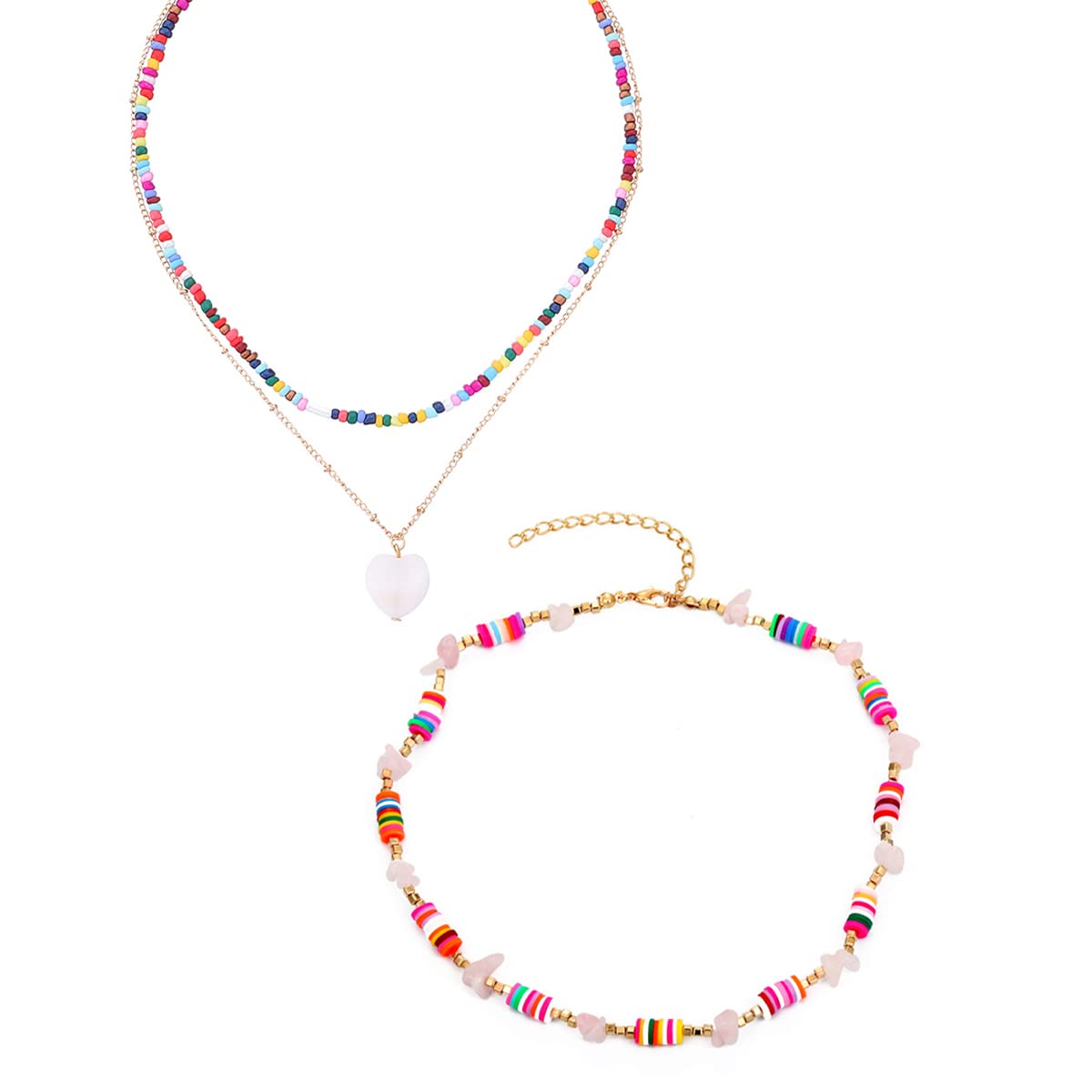 Yellow Chimes Jewellery Set for Girls Multicolor Beads Studded and Charm Hanging Necklace Set for Kids