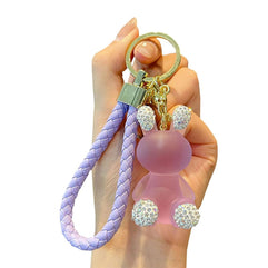 Goodern Cute Crystal Rabbit Keychain,Cartoon Diamond Rabbit Charm Backpack Keyring Exquisite Kawaii Resin Key Chain Pendant Creative Keyring Handbag Car Wallet Decoration Gift for Girls Women